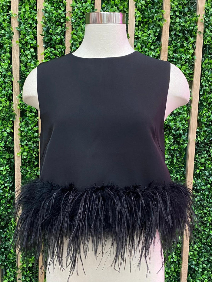 Exquisite Feather Trim Crop Top
