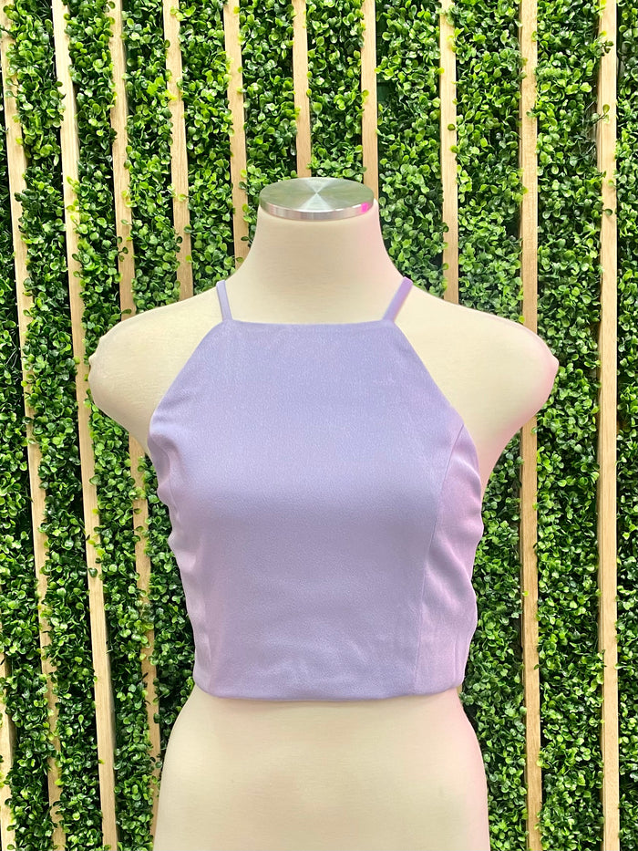 Lilac Square Neck Halter Crop Top