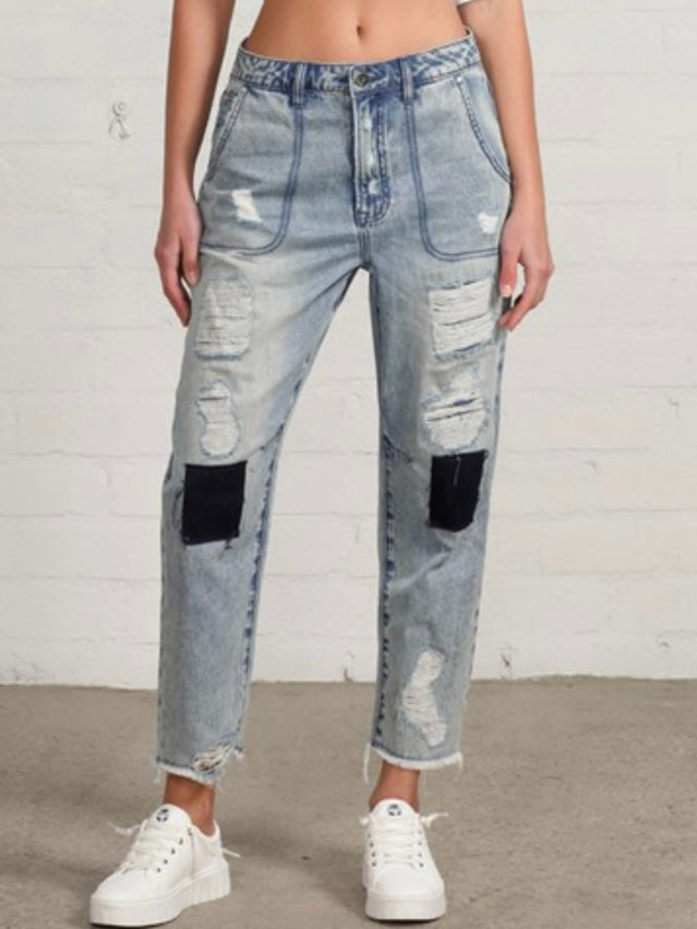 Slouch Patched Jeans