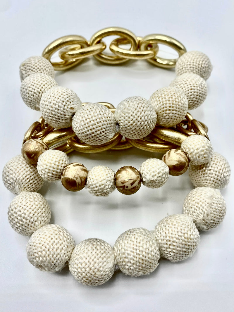 Straw Beads Bracelet Set