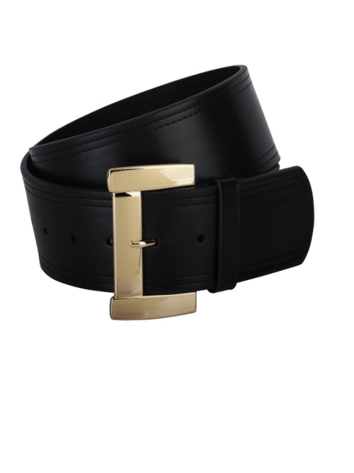 Elegant Gold Buckle Thick Leather Belt