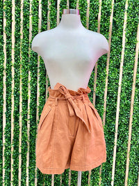 Contrast Stitch High Waist Shorts