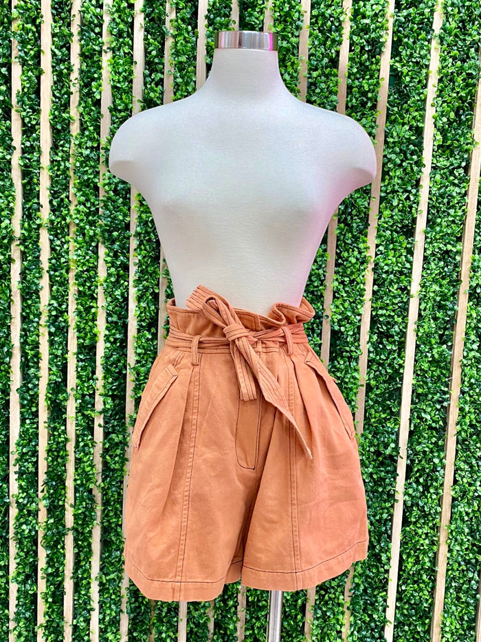 Contrast Stitch High Waist Shorts