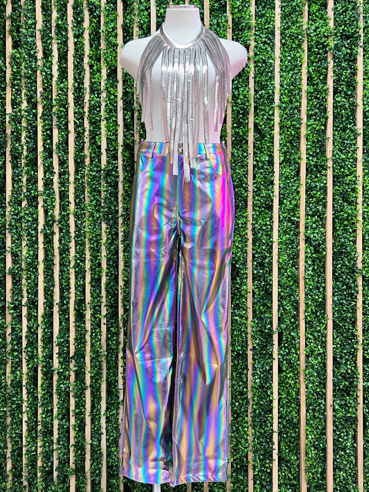 Metallic Rainbow Pleather Pants