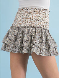 Animal Print Color Block Skort