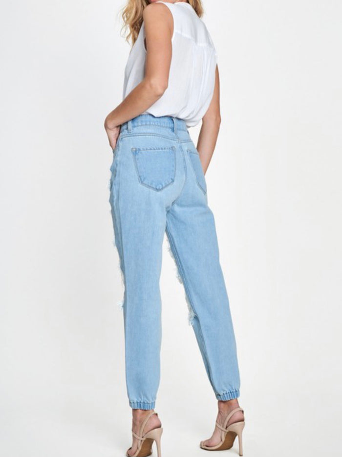 Distressed Jogger Denim