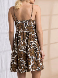 Brown Floral Short Dress