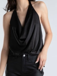 Satin Cowl Neck Halter Top