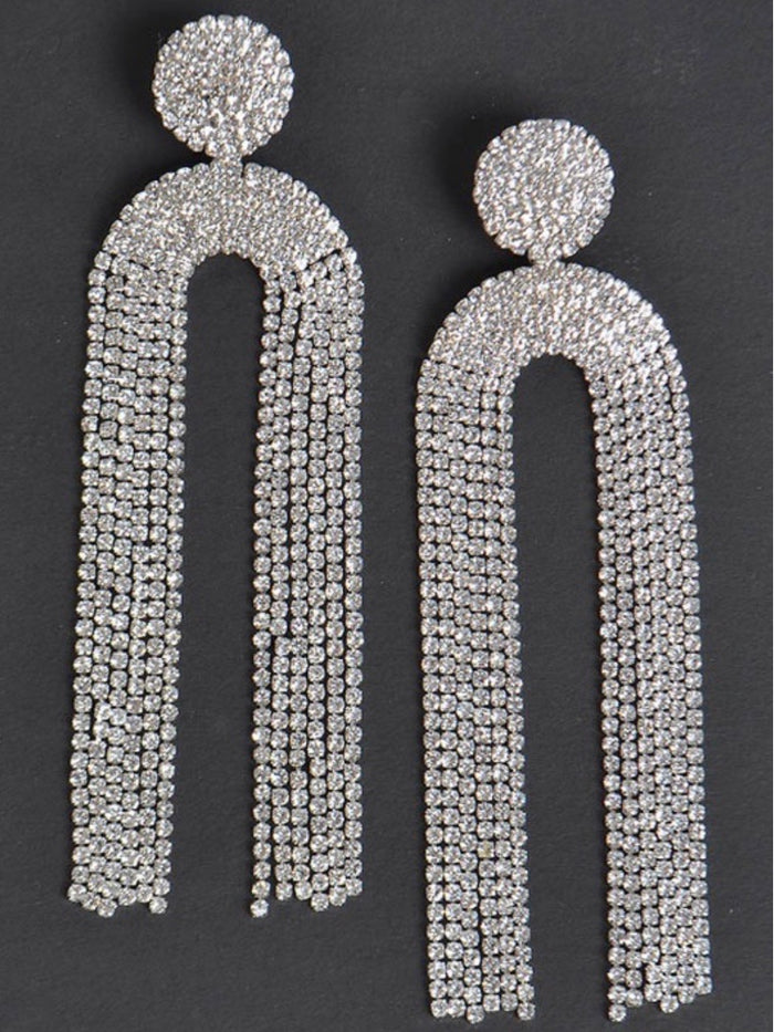 Curtain Rhinestone Stud Earrings