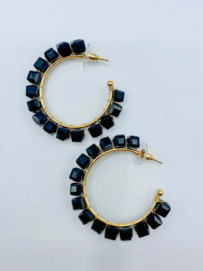 Square Crystal Hoops