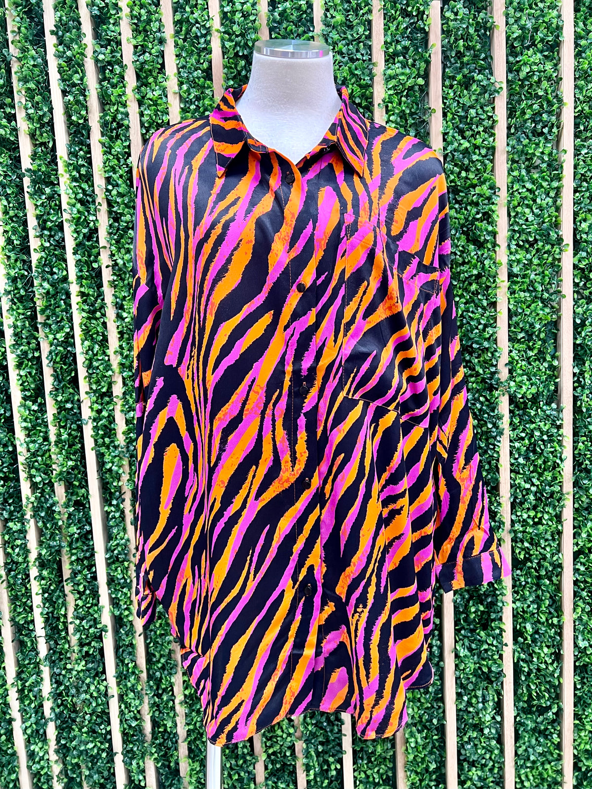 Multi Bright Zebra Long Blouse