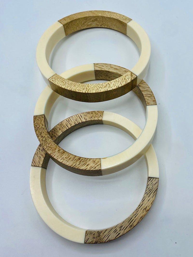 Wood Resin Bangle Set