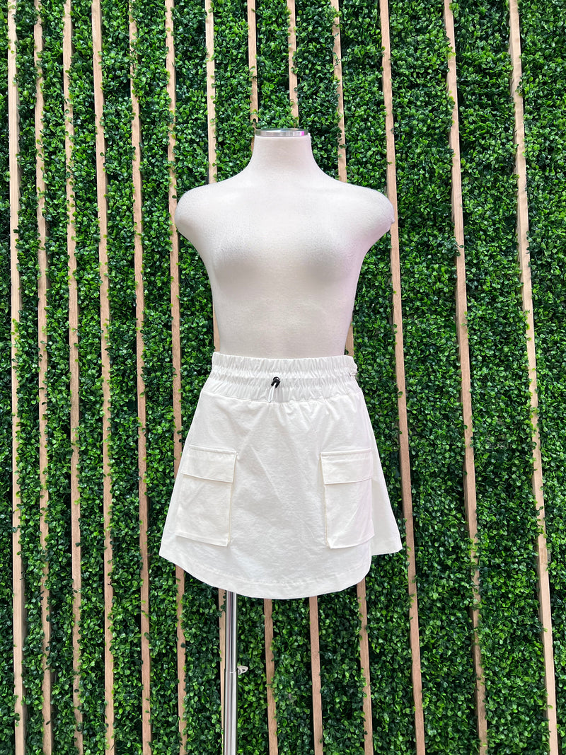 White Front Pocket Active Skort