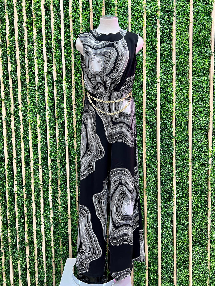 Classy Black Swirl Jumpsuit