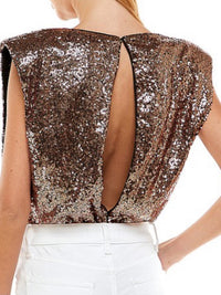 Sequin Deep V Neck Bodysuit