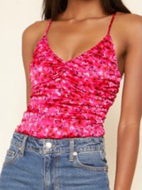 Pink Floral Ruched Top