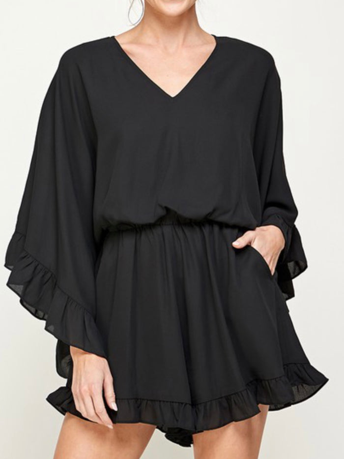 Black Ruffled Romper