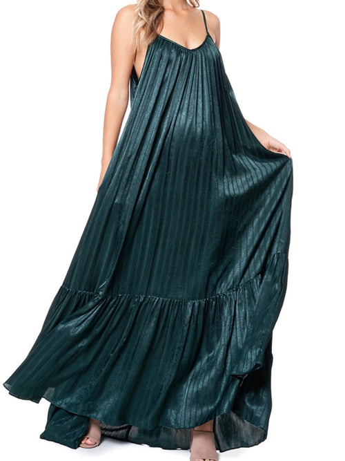 Satin Textured Tiered Maxi Dress