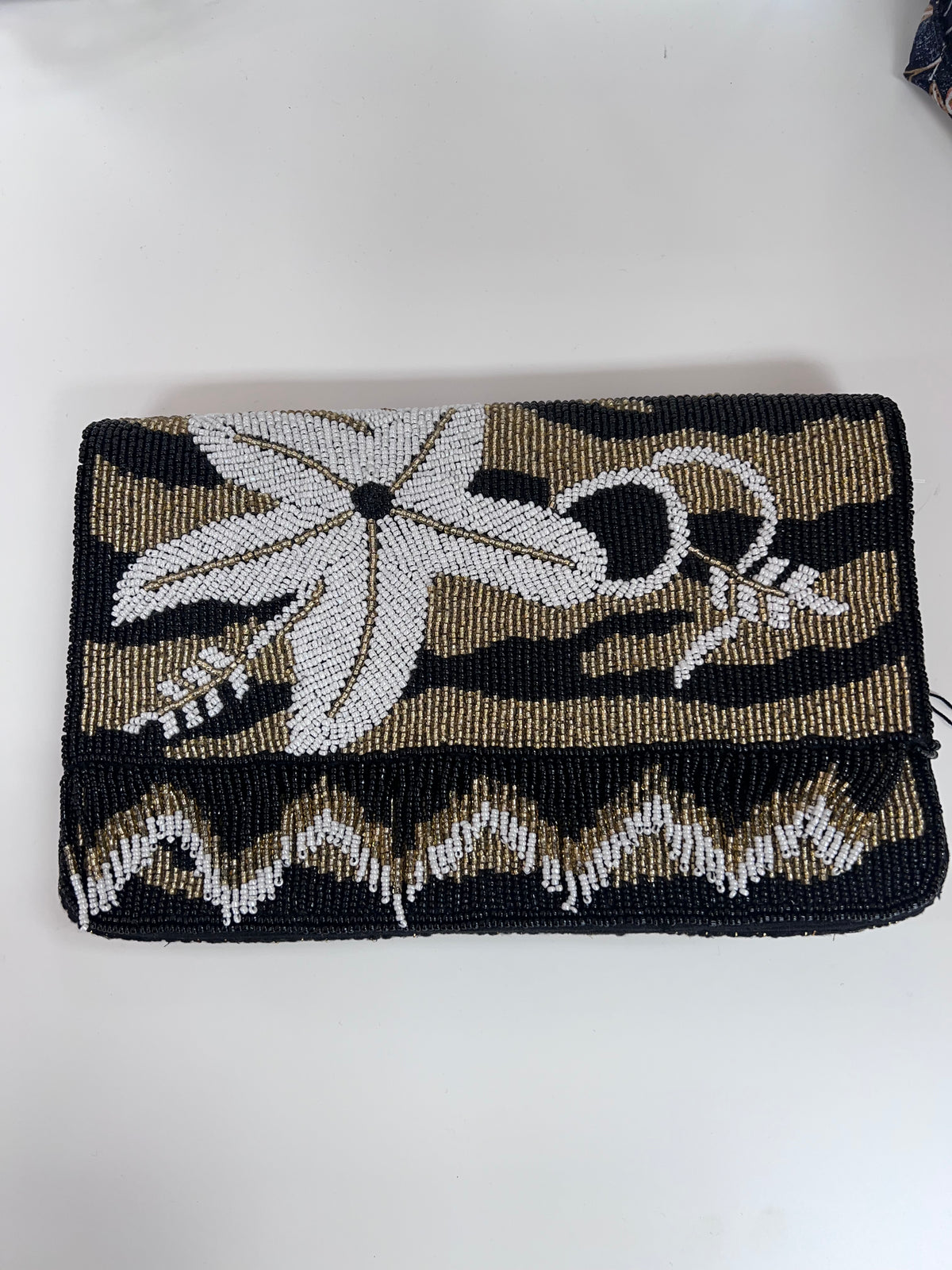 Golden Glam Floral Embroidered Crossbody Bag