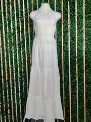 White Smocked Halter Maxi Dress