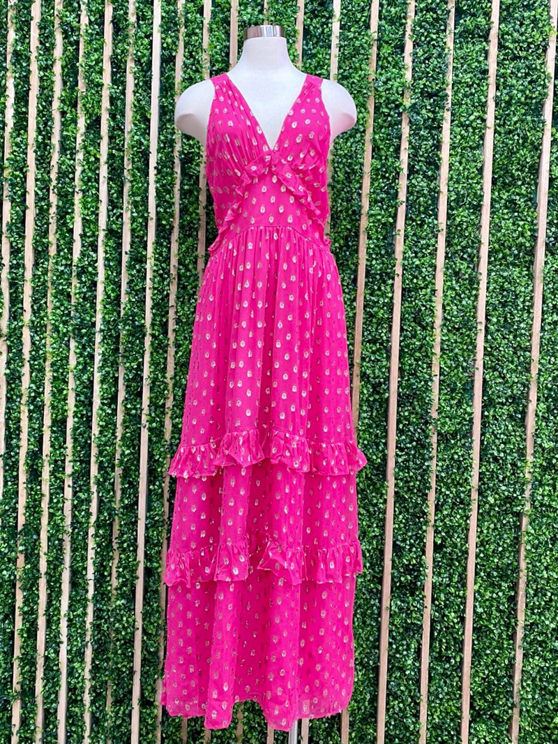 Sleeveless Gold Detail Maxi Dress