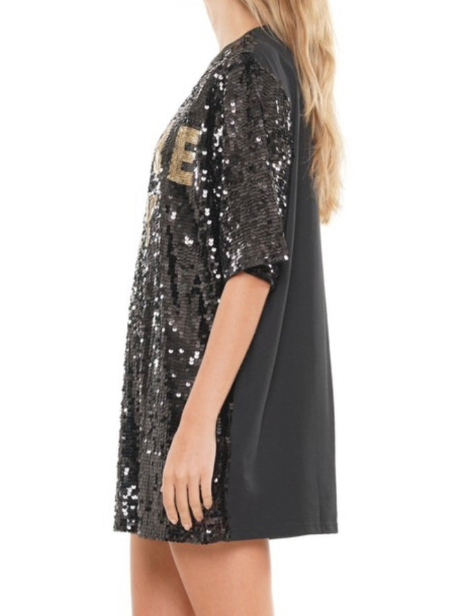 Game Day Sequin Shirt Dress