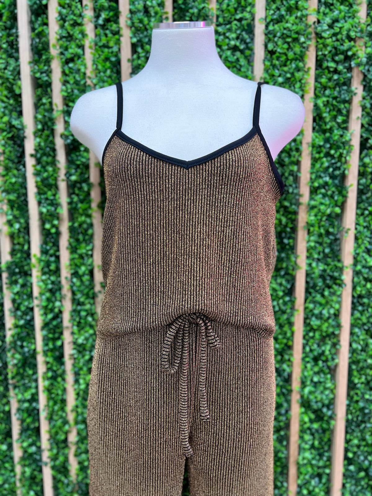 Black Gold Metallic Tank Top