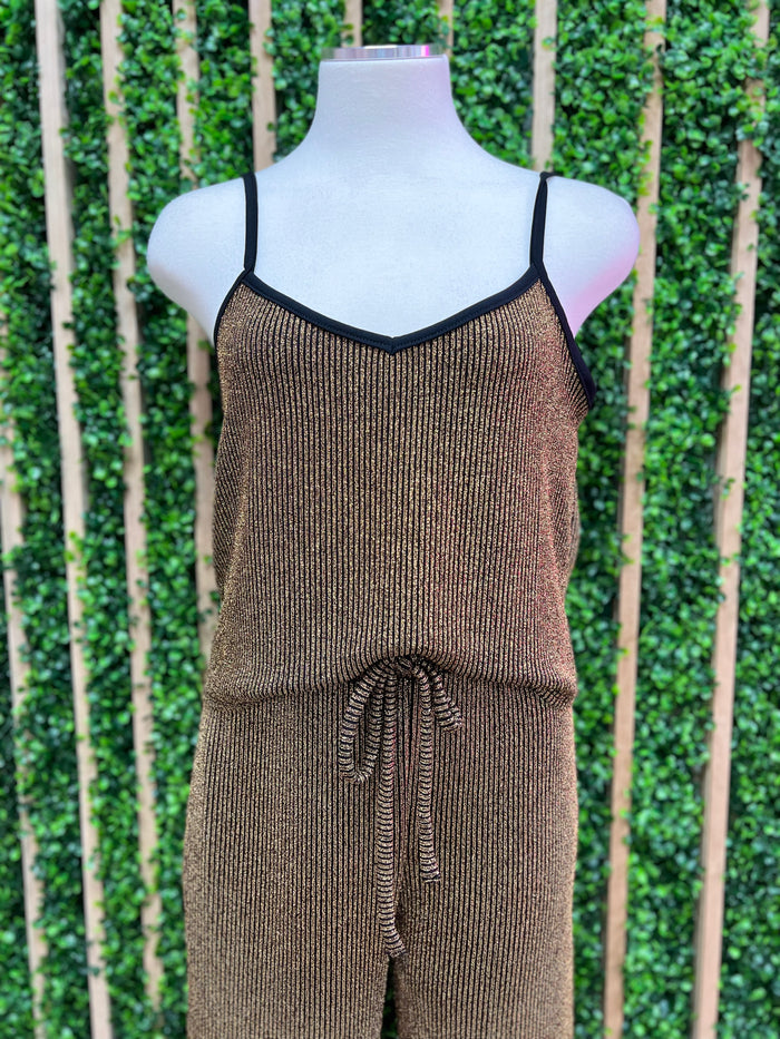 Black Gold Metallic Tank Top
