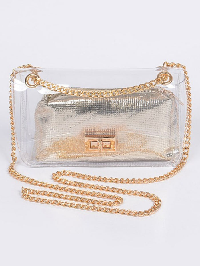 Metallic Pouch Clear Clutch