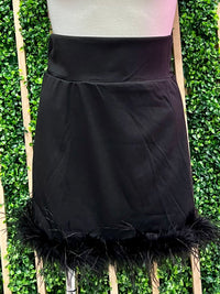 Black Feather Trim Short Skirt