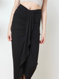 Rib Asymmetrical Draped Skirt