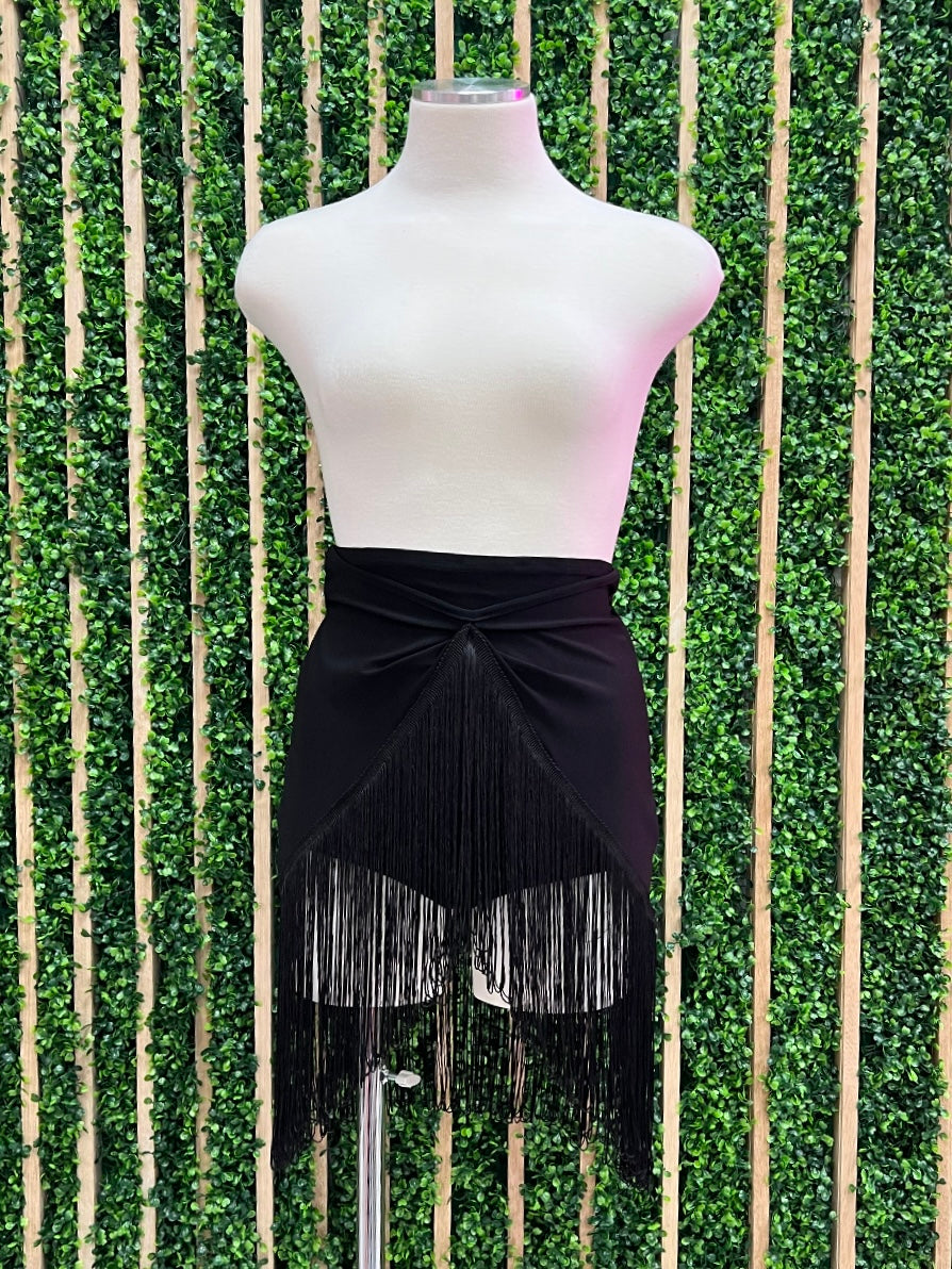 Black Fringe Trim Skort