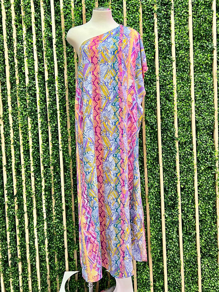 Multi Pink One SHoulder Snake Maxi