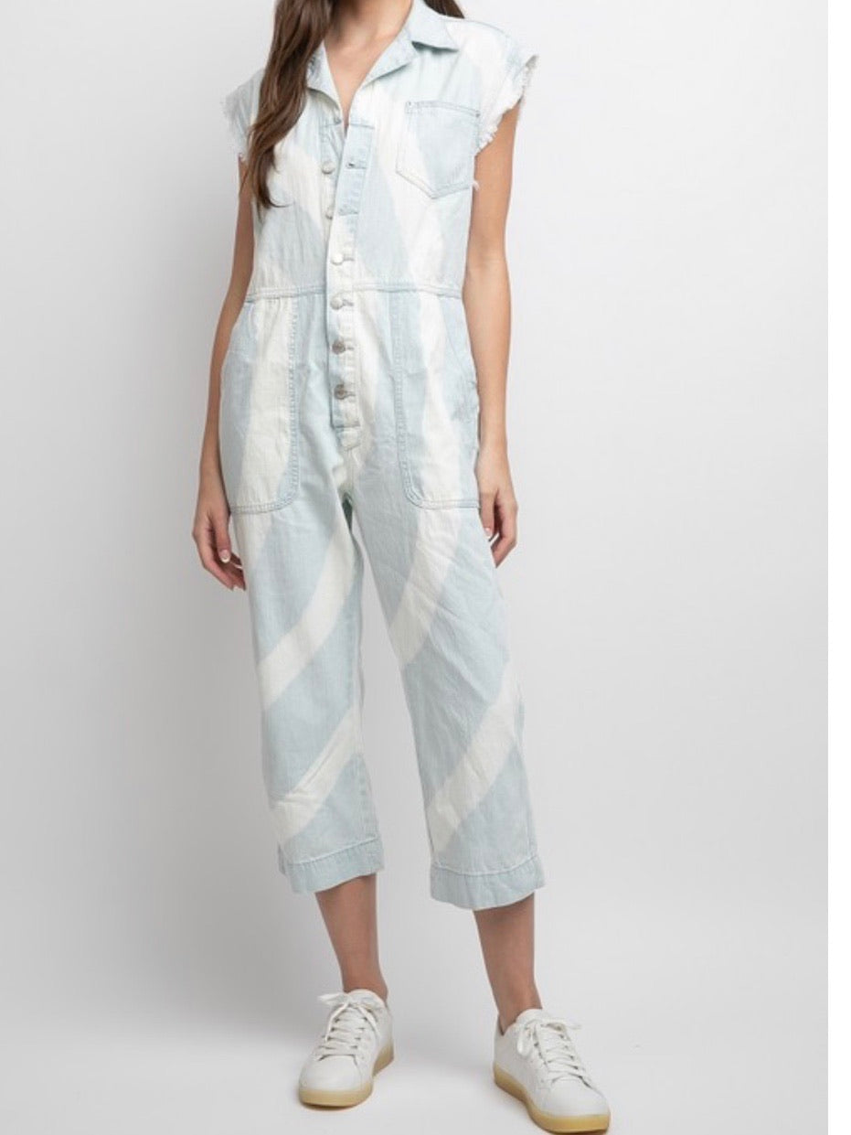 Bleached Detail Utility Jumpsuit