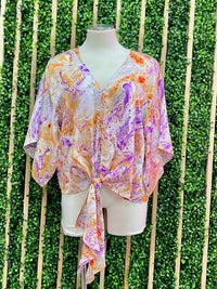 Lilac orange Marble Kimono top