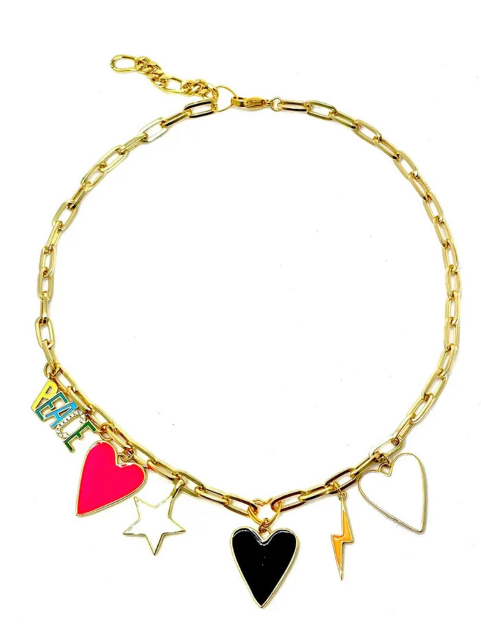 Hope Peace Love Color Explosion Necklace