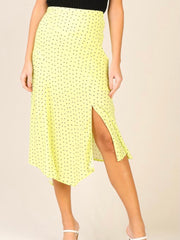Lime Polka Dot Midi Skirt