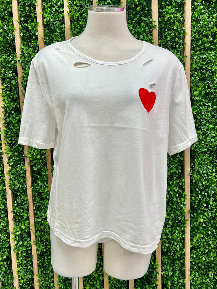 Red Heart distressed Cropped Tee