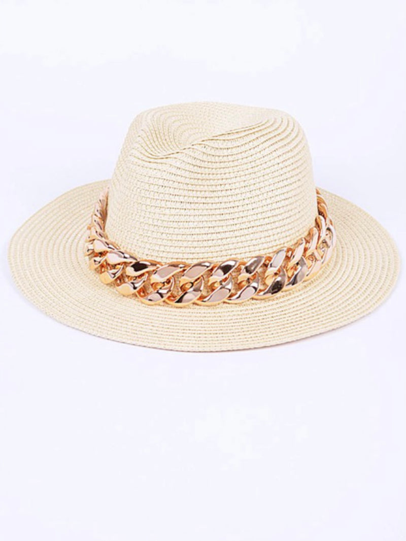 Chain Detail Straw Hat