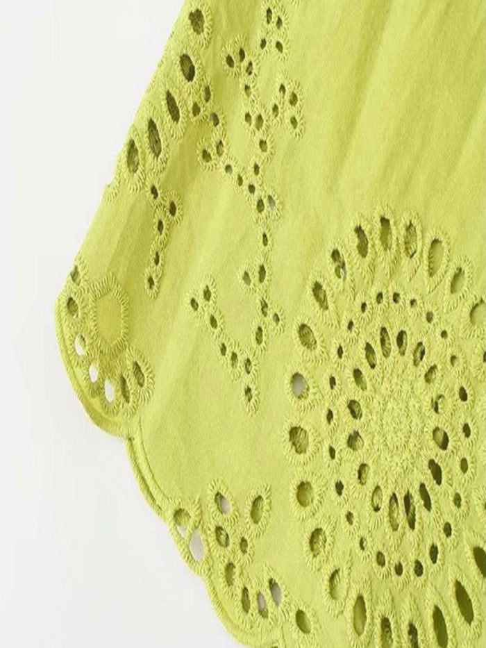 Lime Eyelet Midi Dress