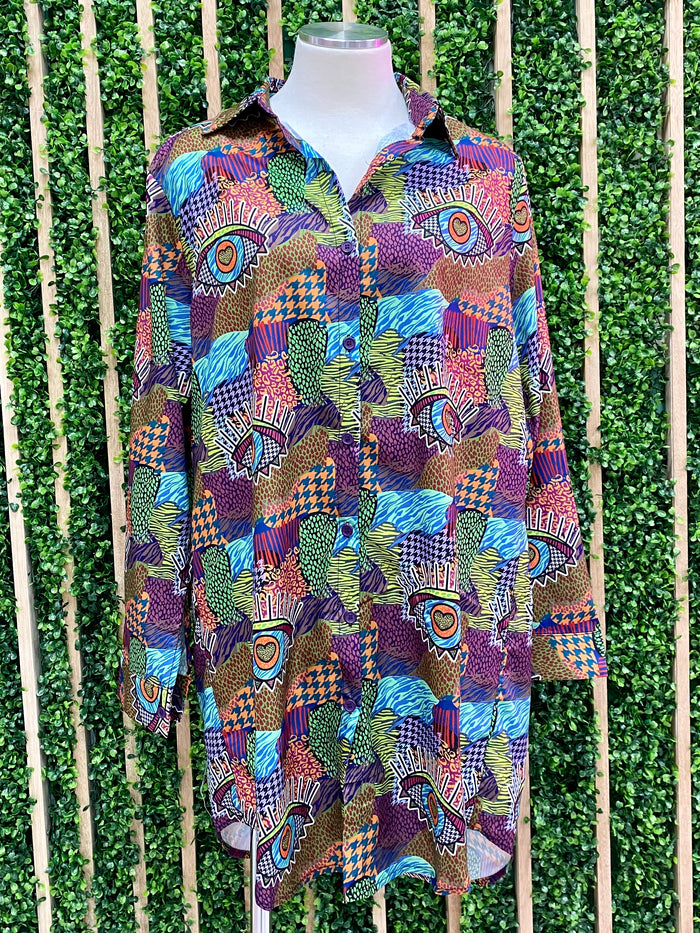 Fun Print Blouse Dress