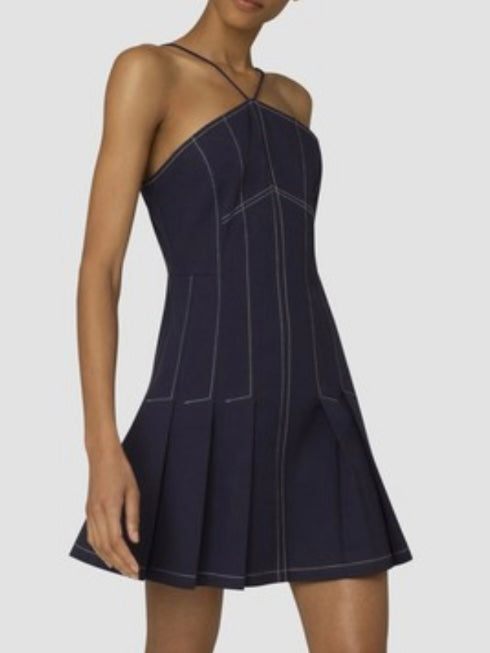 Exquisite Halter Stitch Detail Short Dress
