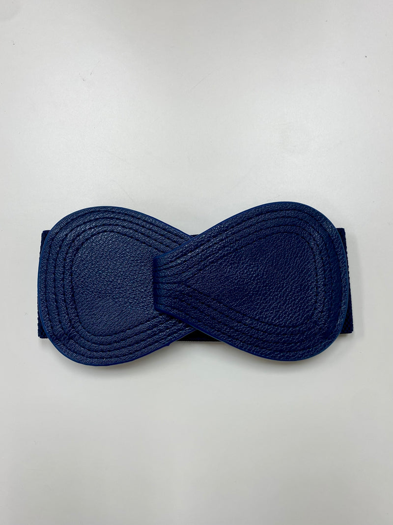 Navy Double Triangle Solid Stretch Belt