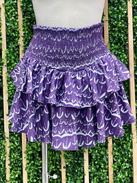 Eyelet Print Smocked Skirt