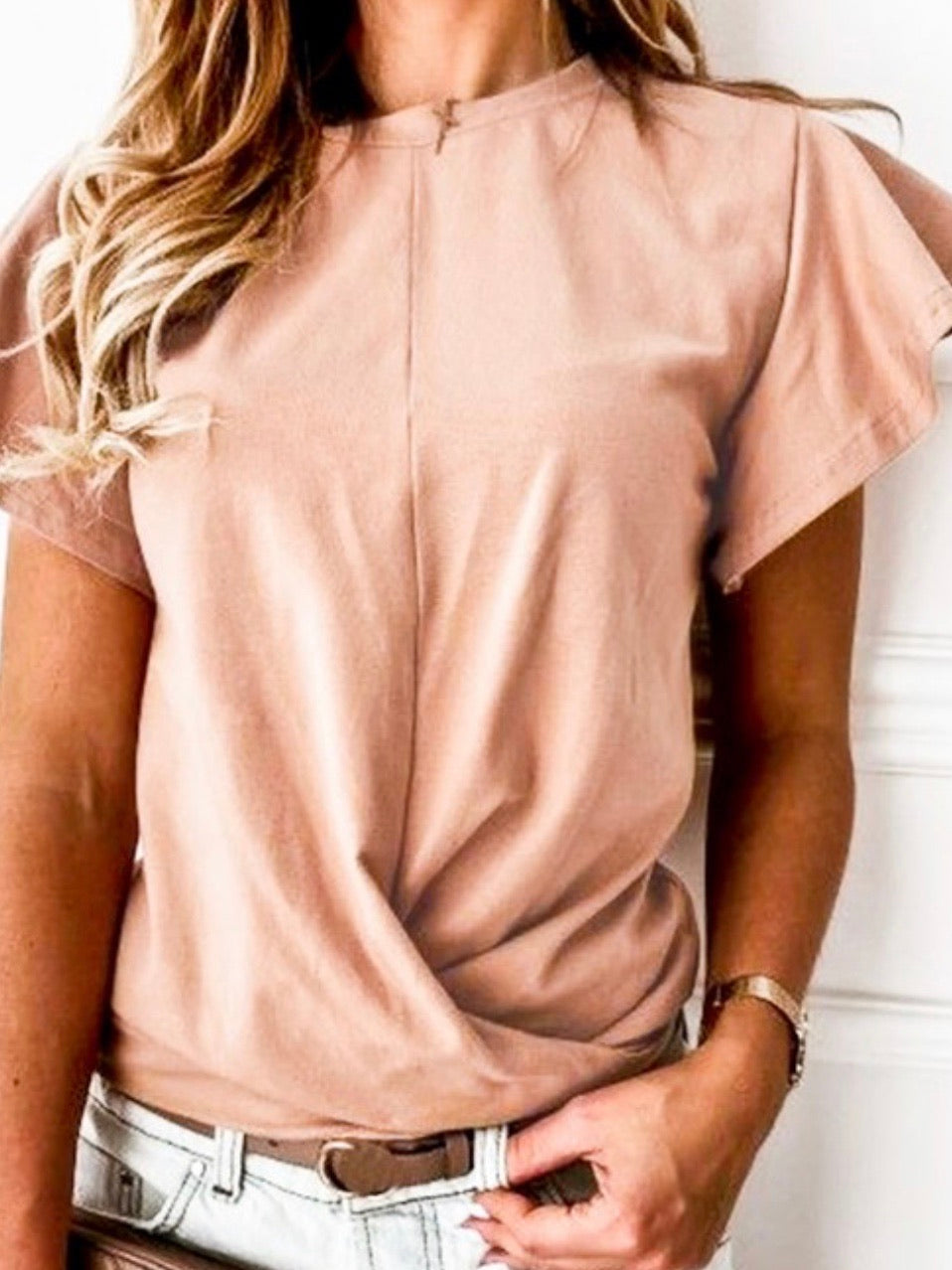 Angel Sleeve Front Knot Top
