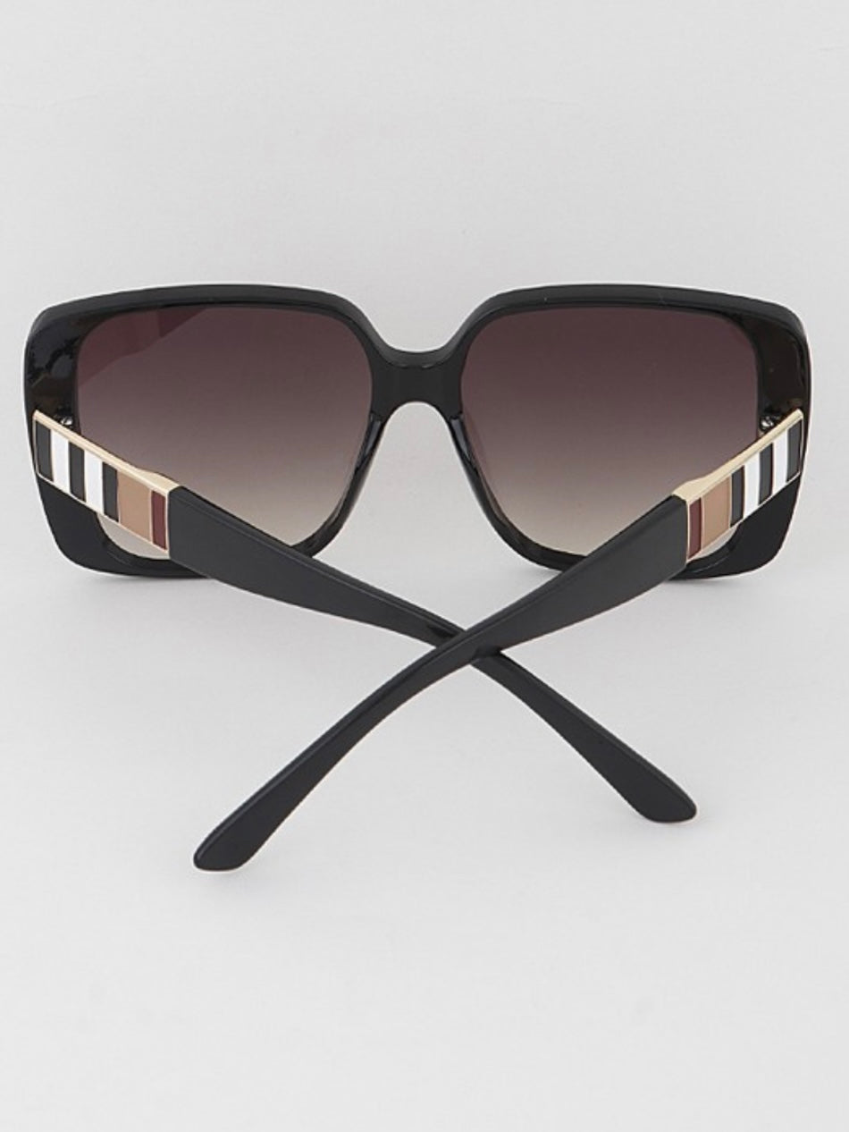 Striped Detail Oversized Sunglasses