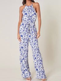 Royal Blue Floral Print Jumpsuit