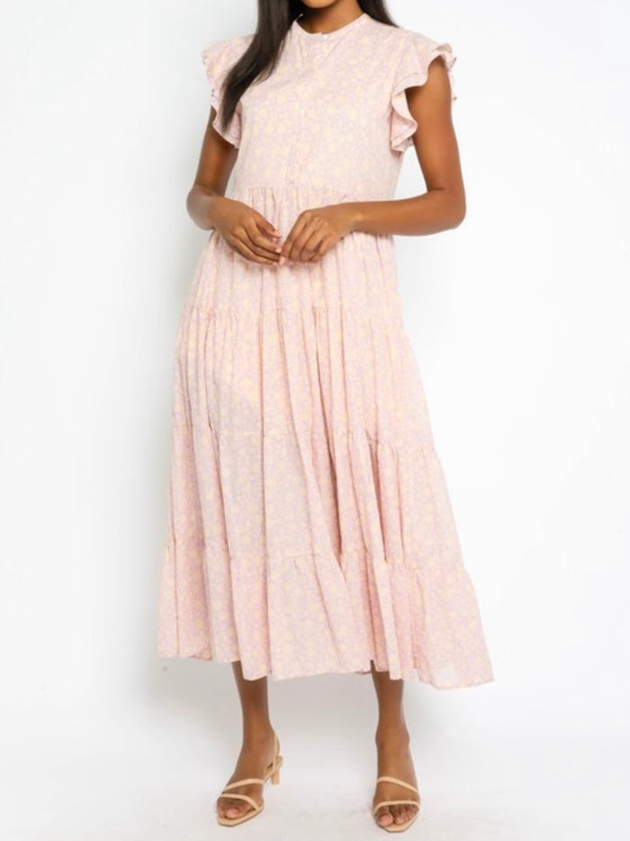 Rose Peach Angel Sleeve Maxi