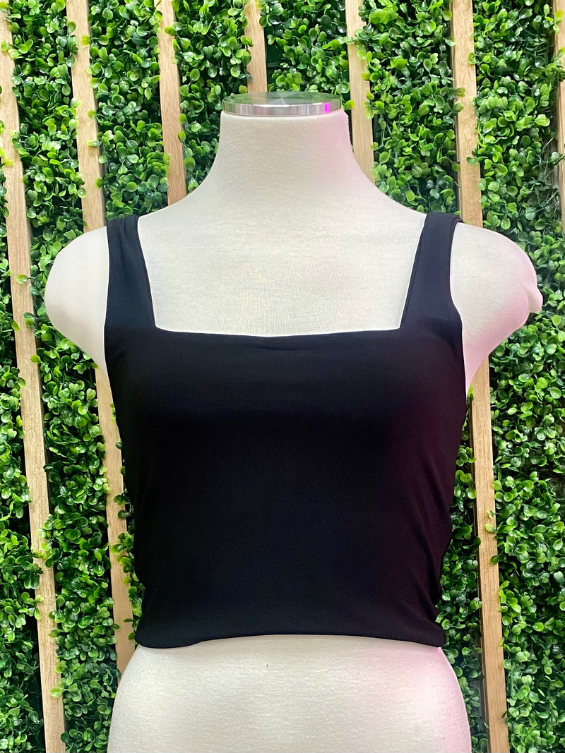 Square Neckline Cropped Basic Top