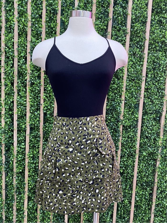 Olive Cheetah High Waisted Skort